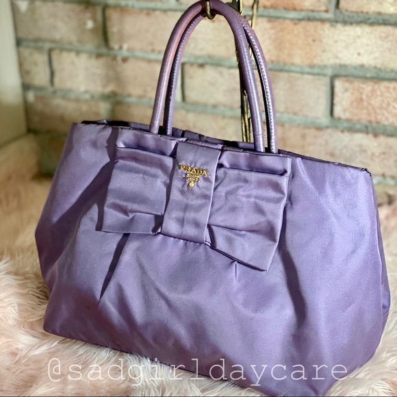 Prada Handbags - Prada Viola Ribbon Tessuto Nylon Top Handle Bag